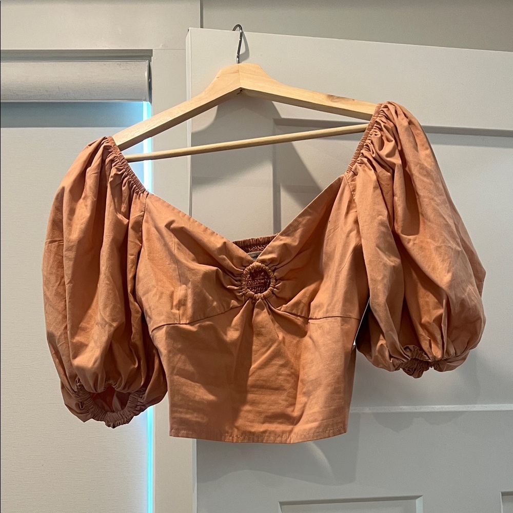 Abercrombie & Fitch Puff Sleeve Blouse in Warm Orange